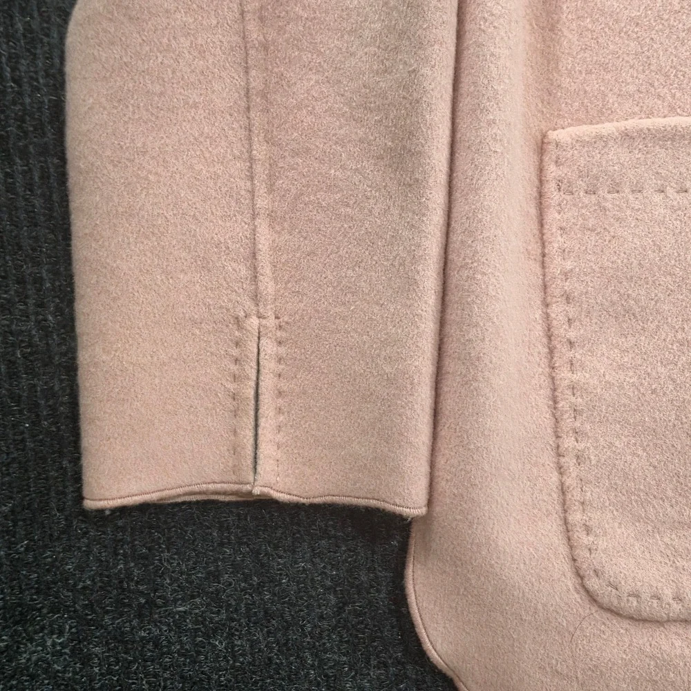 Chico's Reversible Jacket Womens 3 Pink Beige NWT Wool Blend Open Front Jacket